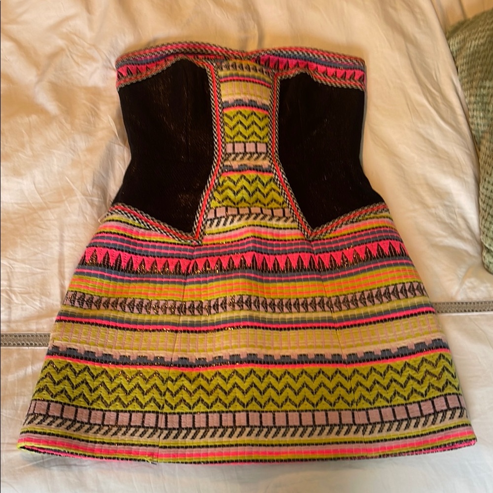 Milly Colorful Strapless Dress